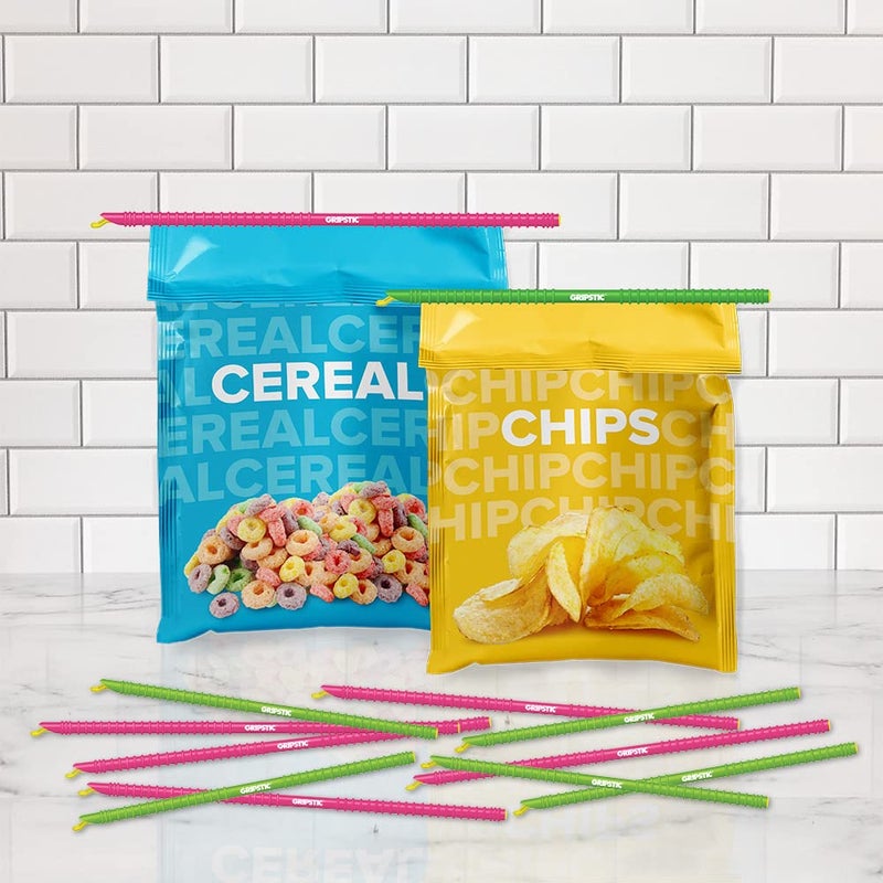 GripStic Bag Sealer. Reusable Chip Clips, Bag Clips For Food. Patented. Airtight & Waterproof Bag Clips for Food Storage. Clip Chip For Chips and Other Food Bags. (6) 11.25" and (6) 13.75" GripStics. - Image 3